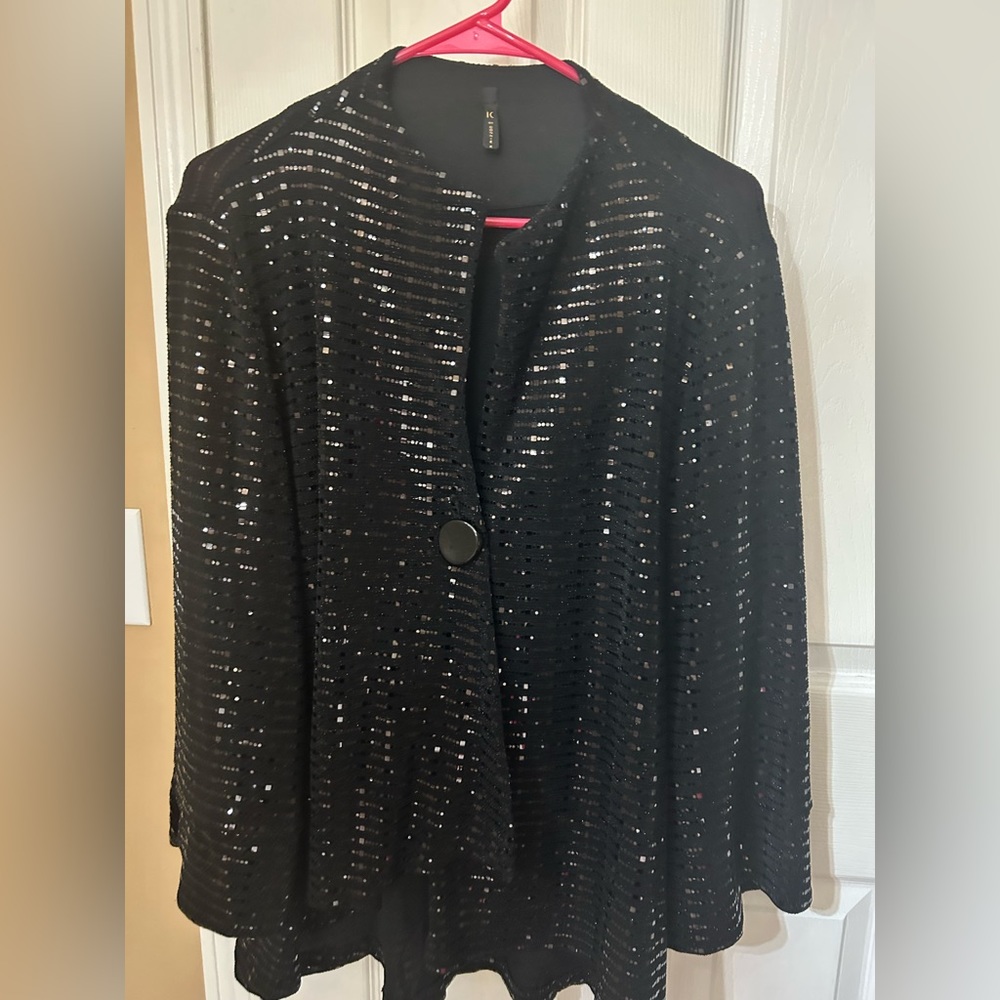 IC Collection Black Sequins Jacket XL/1X